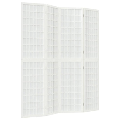 Skládací 4Dílný Paraván V Japonském Stylu Bílý