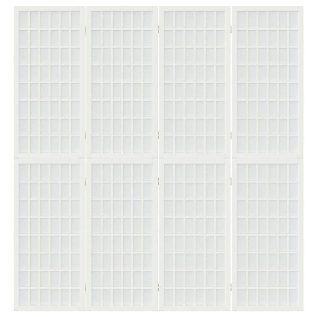 Skládací 4Dílný Paraván V Japonském Stylu Bílý