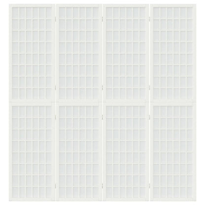 Skládací 4Dílný Paraván V Japonském Stylu Bílý
