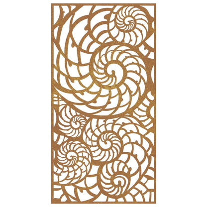 Zahradní Nástěnná Dekorace 105 X 55 Cm Cortenová Ocel Ulita Tmavě Hnědá