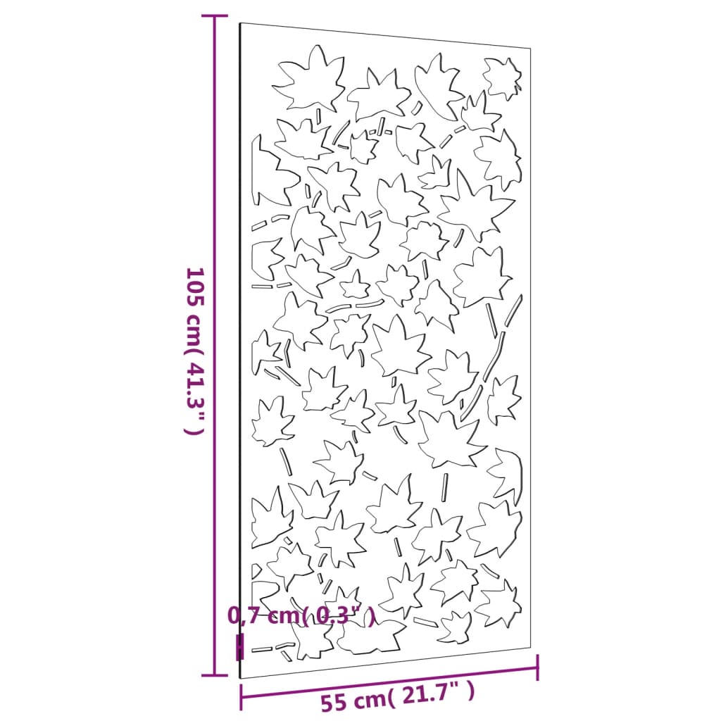 Zahradní Nástěnná Dekorace 105 X 55 Cm Corten Javorový List Tmavě Hnědá