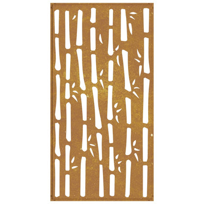 Zahradní Nástěnná Dekorace 105 X 55 Cm Cortenová Ocel Bambus