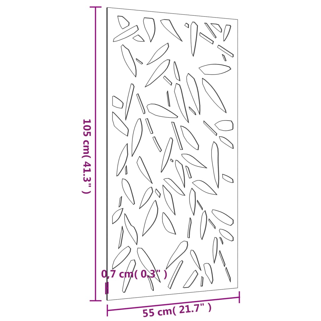 Zahradní Nástěnná Dekorace 105 X 55 Cm Corten Bambusový List