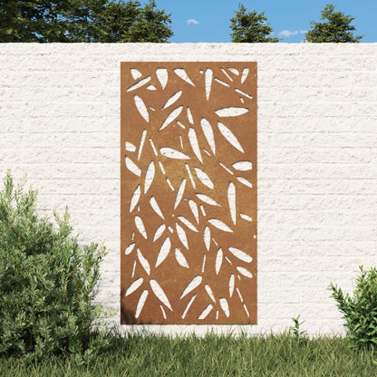Zahradní Nástěnná Dekorace 105 X 55 Cm Corten Bambusový List
