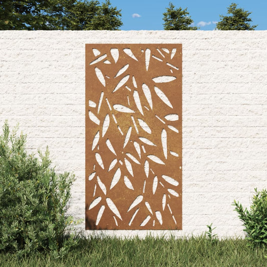 Zahradní Nástěnná Dekorace 105 X 55 Cm Corten Bambusový List