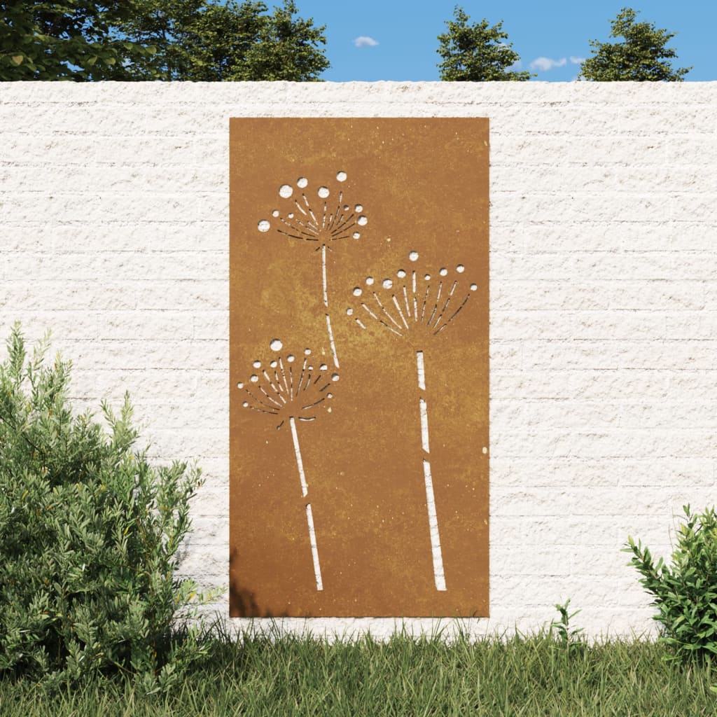 Zahradní Nástěnná Dekorace 105 X 55 Cm Cortenová Ocel Květina