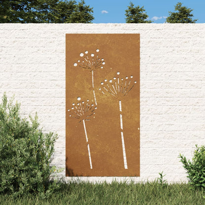 Zahradní Nástěnná Dekorace 105 X 55 Cm Cortenová Ocel Květina