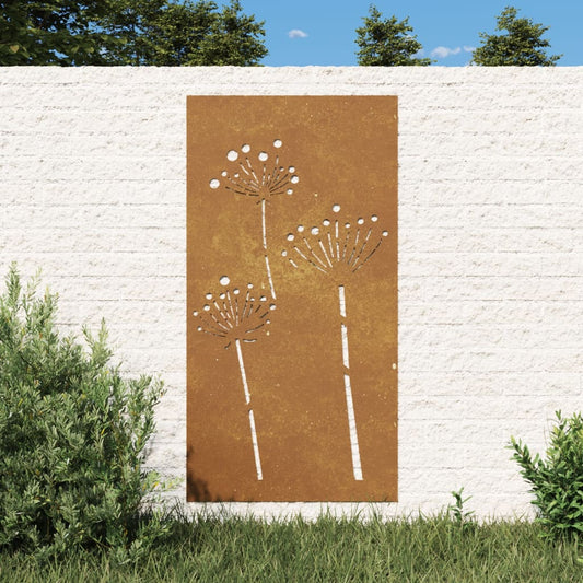 Zahradní Nástěnná Dekorace 105 X 55 Cm Cortenová Ocel Květina