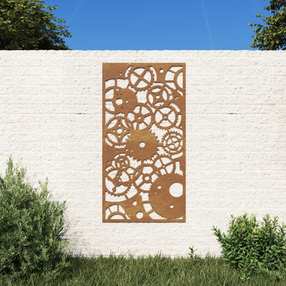 Zahradní Nástěnná Dekorace 105X55Cm Cortenová Ocel Ozubené Kolo