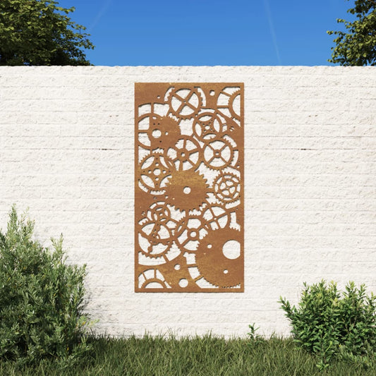 Zahradní Nástěnná Dekorace 105X55Cm Cortenová Ocel Ozubené Kolo