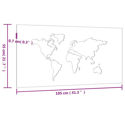 Zahradní Nástěnná Dekorace 105X55 Cm Cortenová Ocel Mapa Světa