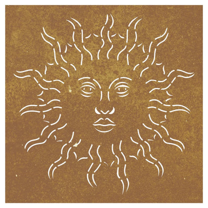 Zahradní Nástěnná Dekorace 55 X 55 Cm Cortenová Ocel Slunce Tmavě Hnědá