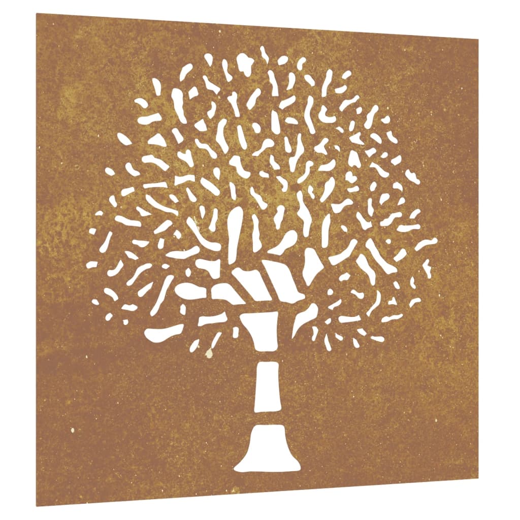 Zahradní Nástěnná Dekorace 55 X 55 Cm Cortenová Ocel Strom Tmavě Hnědá