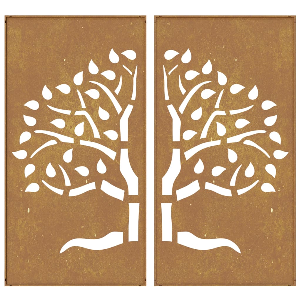 Zahradní Nástěnné Dekorace 2 Ks 105X55 Cm Cortenová Ocel Strom