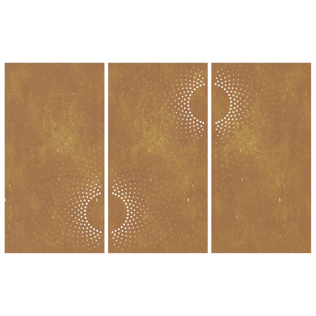 Zahradní Nástěnné Dekorace 3 Ks 105X55 Cm Cortenová Ocel Slunce Světle Šedá