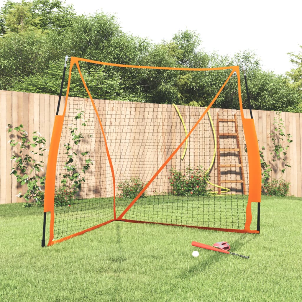Přenosná Baseballová Síť Oranžová/Černá 183X182X183Cm Polyester