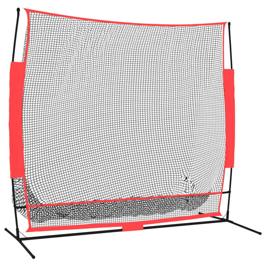 Přenosná Baseballová Síť Černá/Červená 215X107X216 Cm Polyester