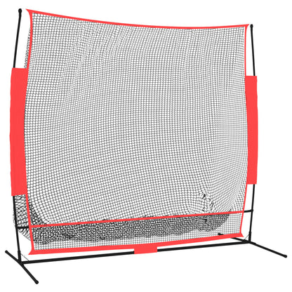 Přenosná Baseballová Síť Černá/Červená 215X107X216 Cm Polyester