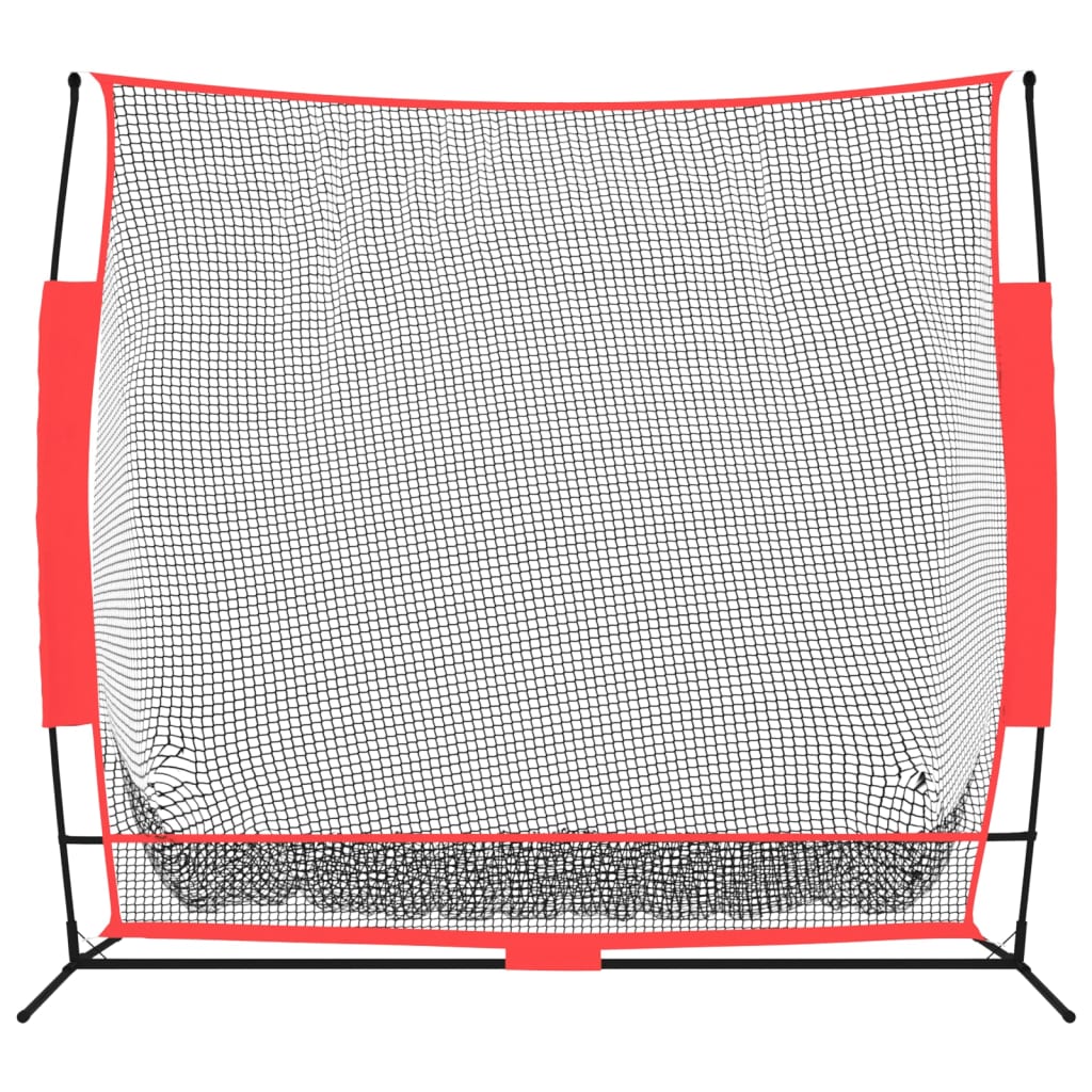 Přenosná Baseballová Síť Černá/Červená 215X107X216 Cm Polyester