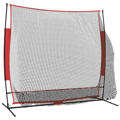 Přenosná Baseballová Síť Černá/Červená 215X107X216 Cm Polyester