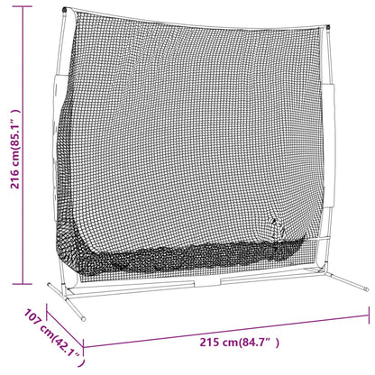 Přenosná Baseballová Síť Černá/Červená 215X107X216 Cm Polyester