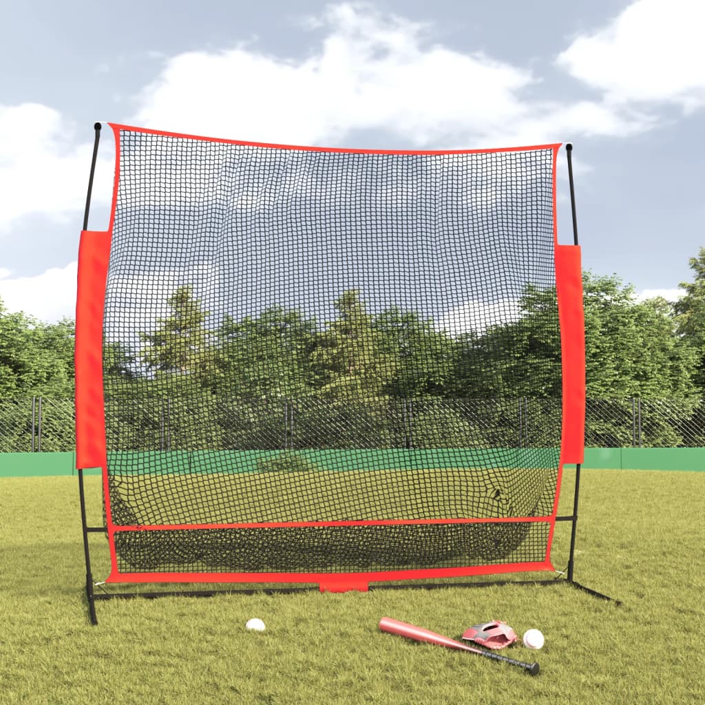 Přenosná Baseballová Síť Černá/Červená 215X107X216 Cm Polyester