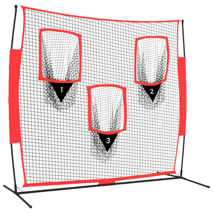 Přenosná Baseballová Síť Černá/Červená 183X105X183 Cm Polyester