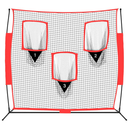 Přenosná Baseballová Síť Černá/Červená 183X105X183 Cm Polyester