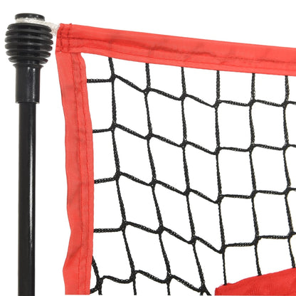 Přenosná Baseballová Síť Černá/Červená 183X105X183 Cm Polyester