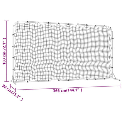 Fotbalový Rebounder Černý 366 X 90 X 183 Cm Hdpe