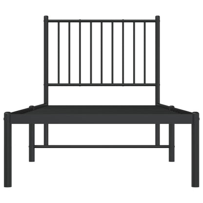 Kovový Rám Postele S Čelem Černý Černá