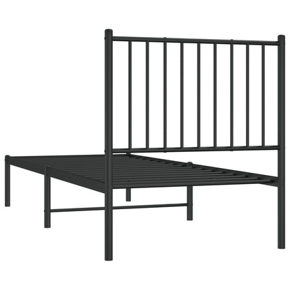 Kovový Rám Postele S Čelem Černý Černá