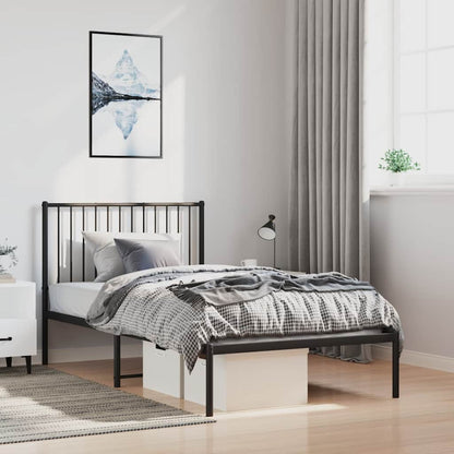 Kovový Rám Postele Černý Černá