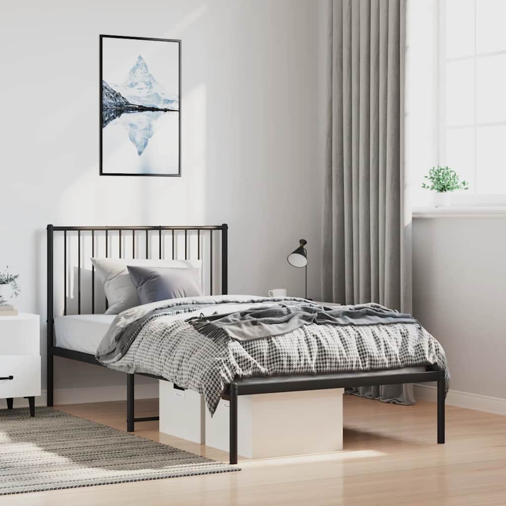 Kovový Rám Postele Černý Černá