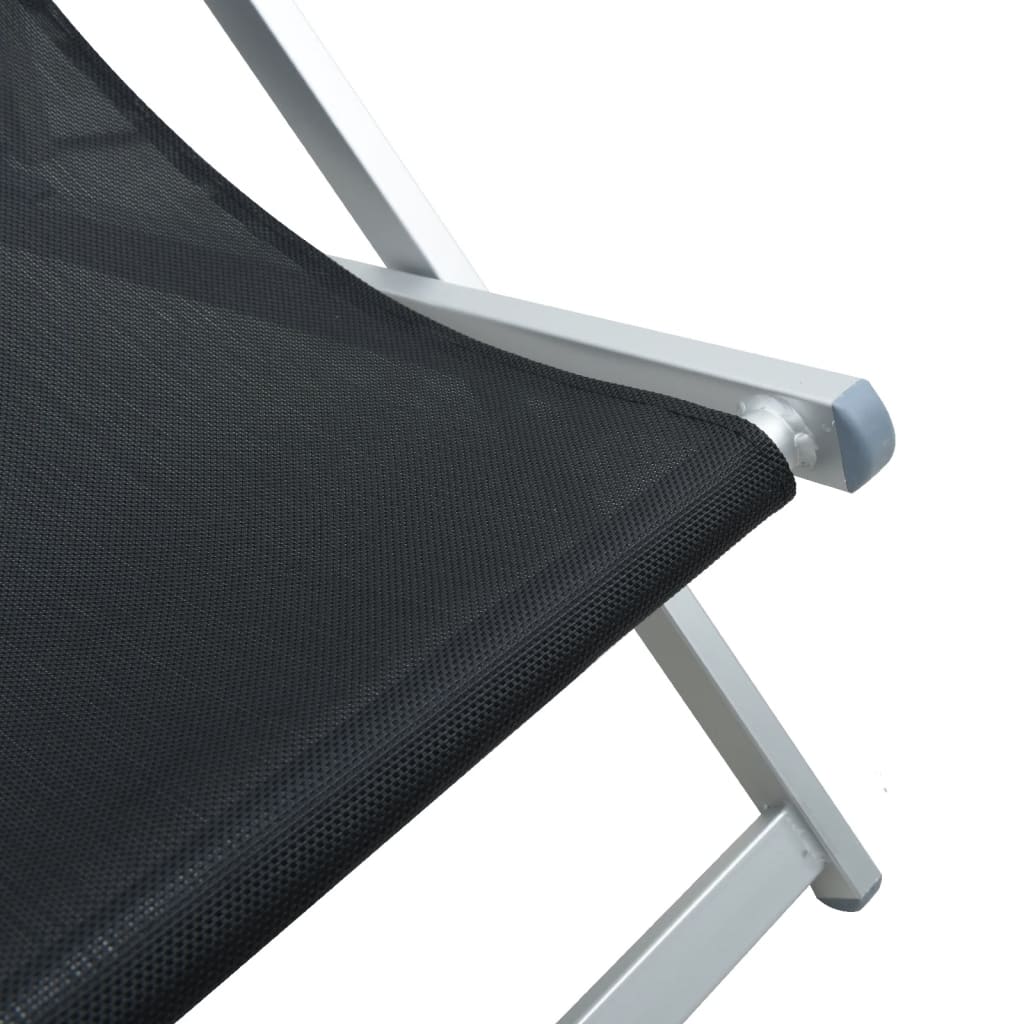 Skládací Plážová Křesla 2 Ks Černá Hliník A Textilen