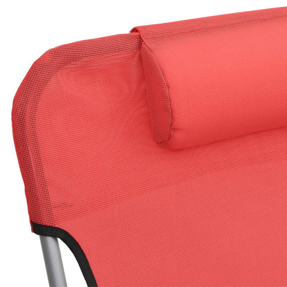 Skládací Lehátka 2 Ks Červená Textilen A Ocel