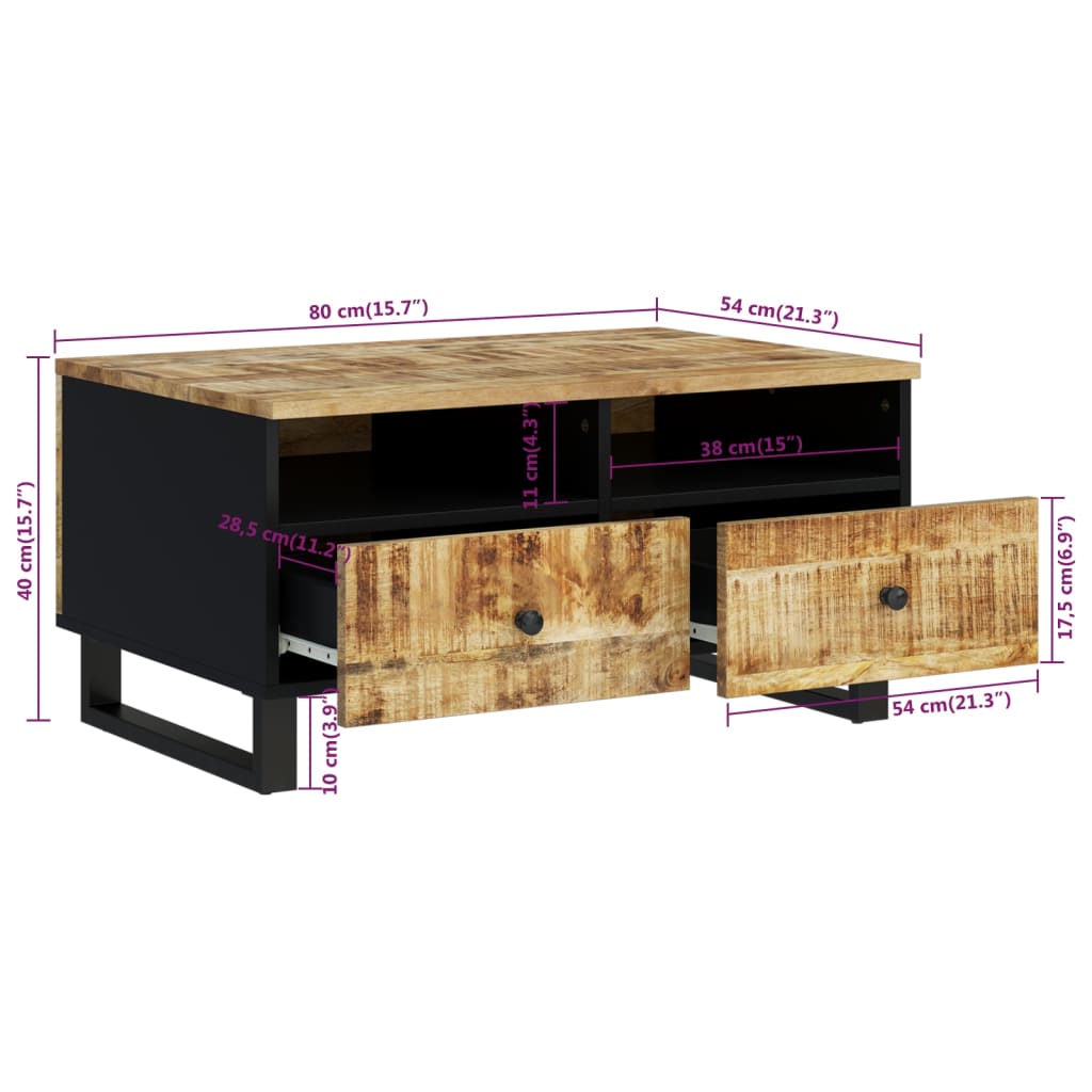 Konferenční Stolek 80 X 54 X 40 Cm Masivní Mangovník A Kompozit