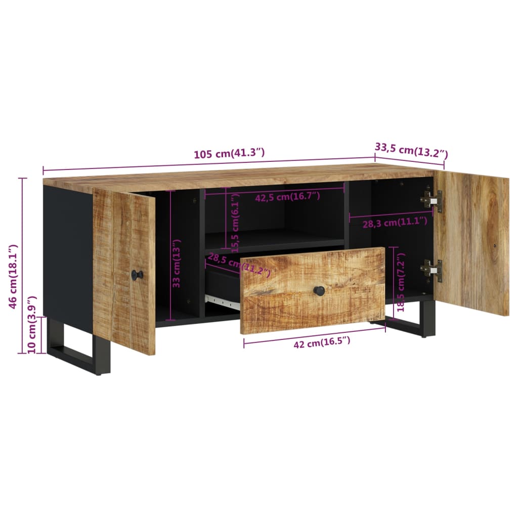 Tv Stolek 105 X 33,5 X 46 Cm Masivní Mangovník A Kompozit