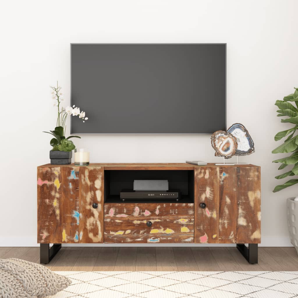 Tv Skříňka 105X33,5X46 Cm Masivní Recyklované Dřevo A Kompozit