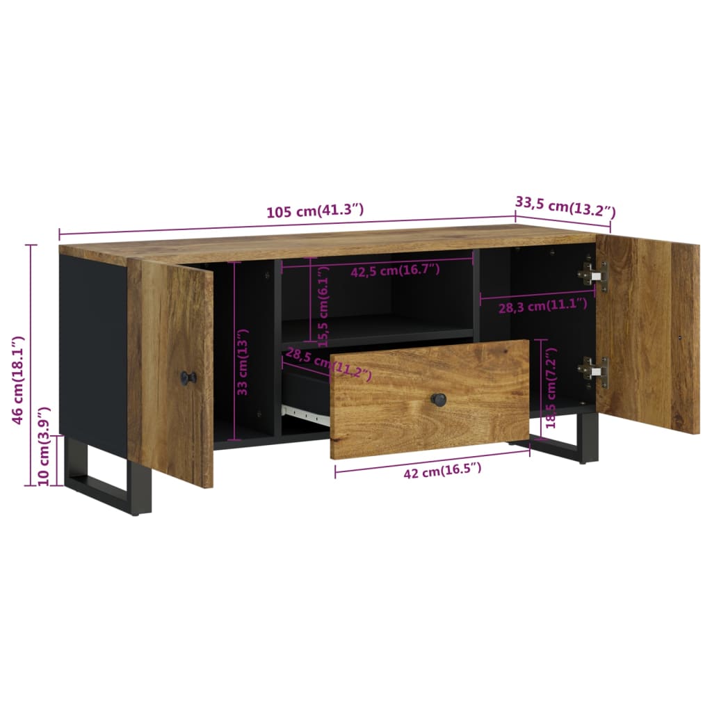 Tv Stolek 105 X 33,5 X 46 Cm Masivní Mangovník A Kompozit