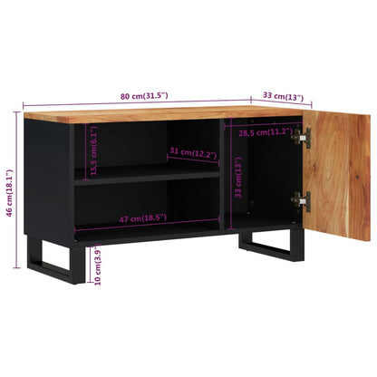 Tv Skříňka 80 X 33 X 46 Cm Masivní Akácie A Kompozitní Dřevo