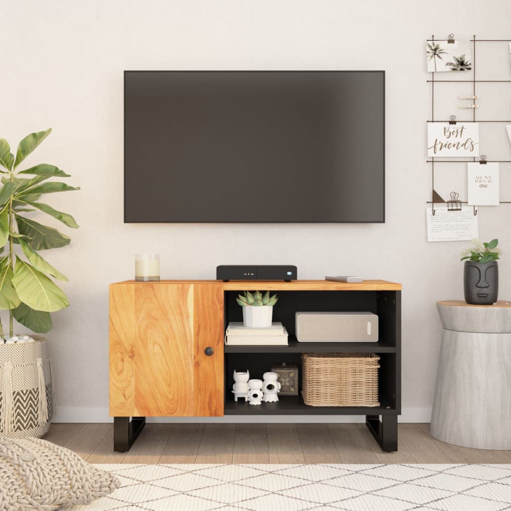 Tv Skříňka 80 X 33 X 46 Cm Masivní Akácie A Kompozitní Dřevo
