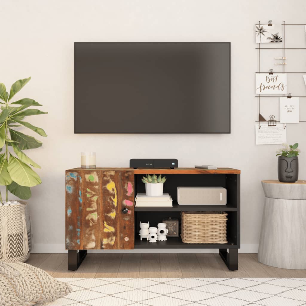 Tv Skříňka 80 X 33 X 46 Cm Masivní Akácie A Kompozitní Dřevo