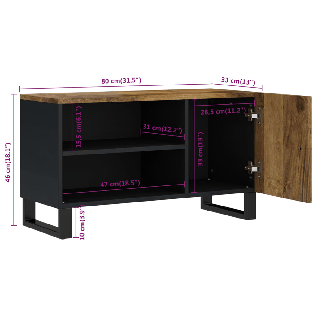 Tv Stolek 80 X 33 X 46 Cm Masivní Mangovník A Kompozitní Dřevo