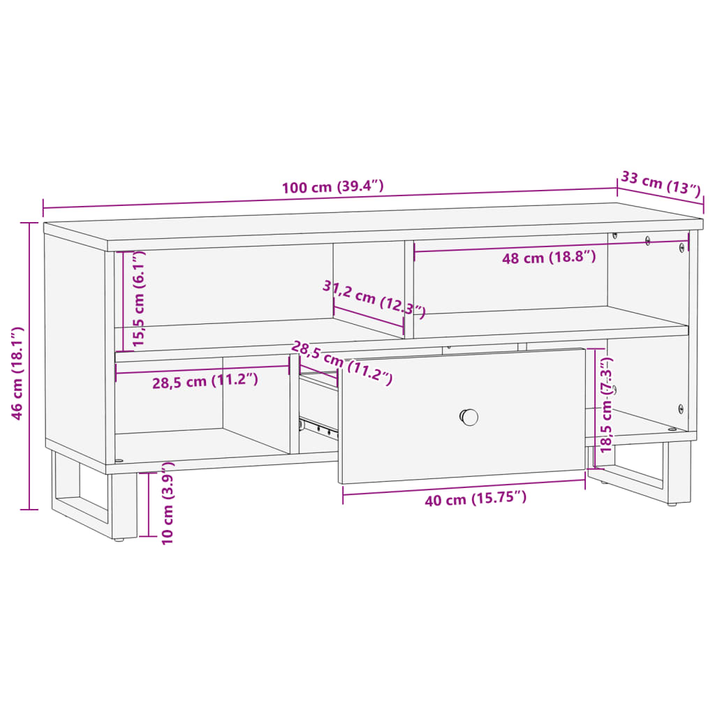 Tv Skříňka 100X33X46 Cm Masivní Recyklované A Kompozitní Dřevo