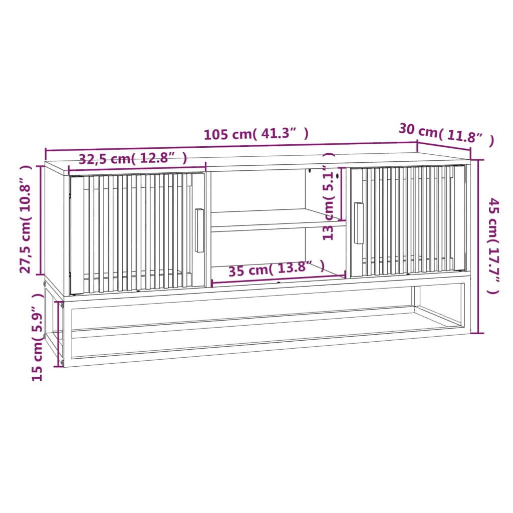 Tv Skříňka 105 X 30 X 45 Cm Kompozitní Dřevo A Železo