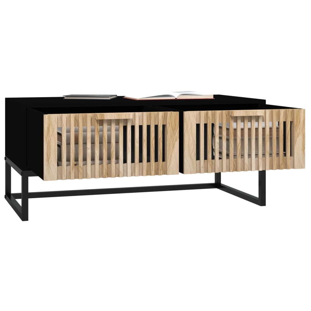 Konferenční Stolek Černý 80X40X35 Cm Kompozitní Dřevo A Železo