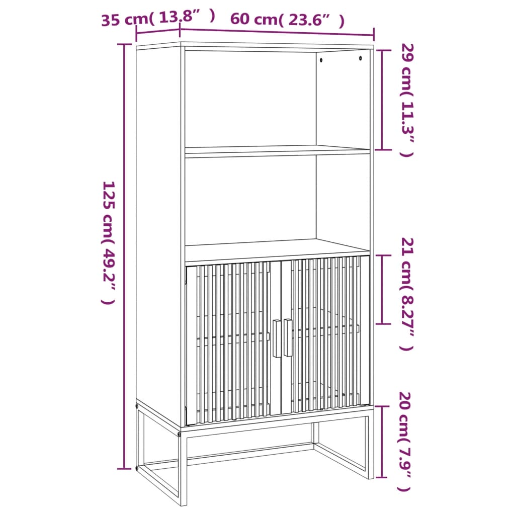 Highboard Bílý 60 X 35 X 125 Cm Kompozitní Dřevo