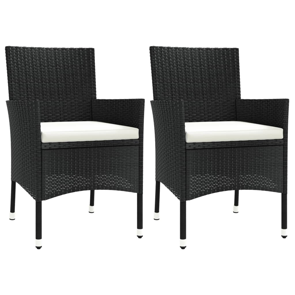 Zahradní Židle S Polštáři 2 Ks Černé Polyratan (Pouze Uk/Ie/Fi/No)