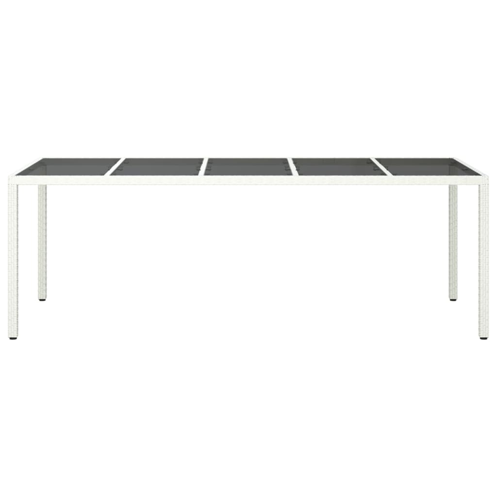 Zahradní Stůl Bílý 250 X 100 X 75 Cm Polyratan A Tvrzené Sklo
